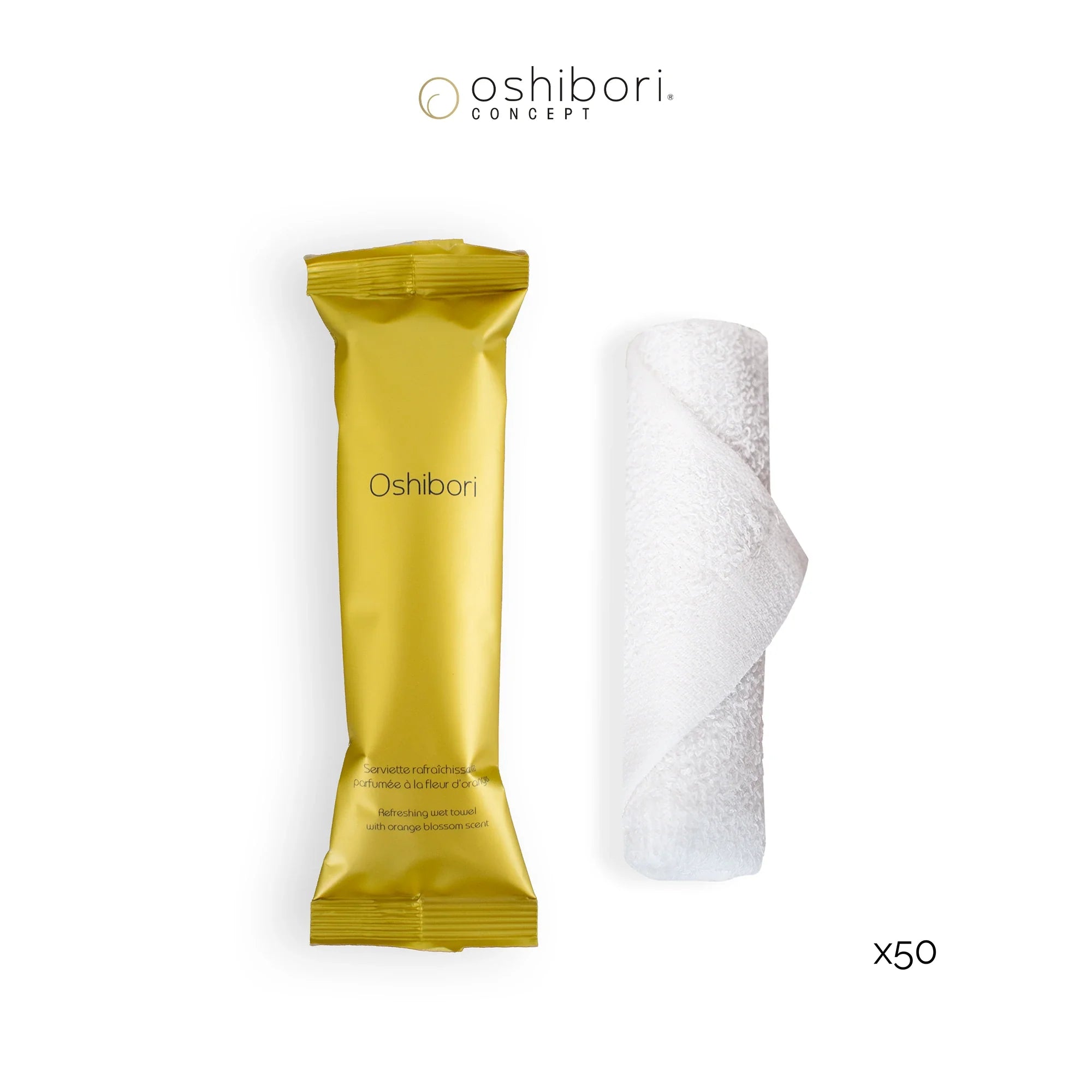 Oshibori towels - 15 grams - Gold Packaging (x50)